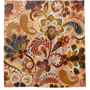 Paisley seamless pattern with flowers in indian st