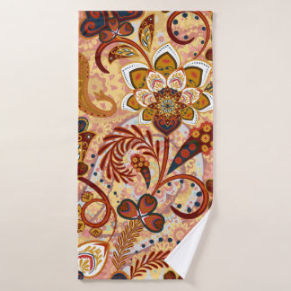 Paisley seamless pattern with flowers in indian st