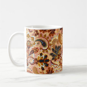 Paisley seamless pattern with flowers in indian st coffee mug