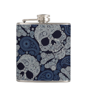 Paisley Skull Graphic Print Liquor Flask