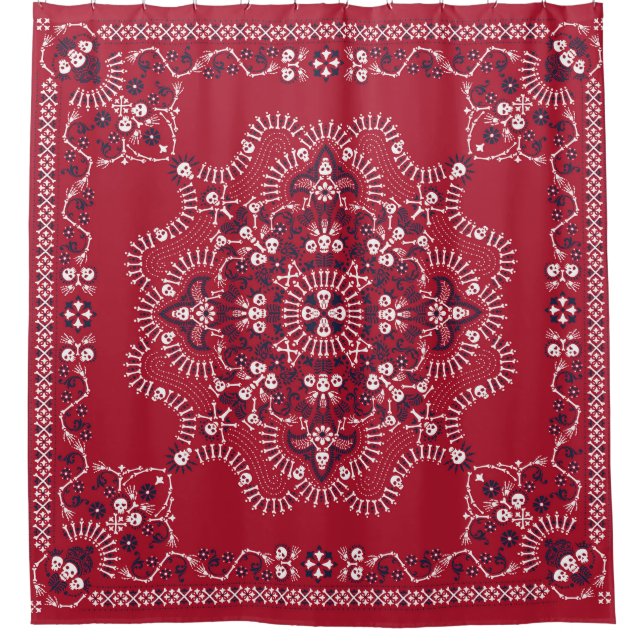 Paisley, skulls, bandana, square design. (Front)
