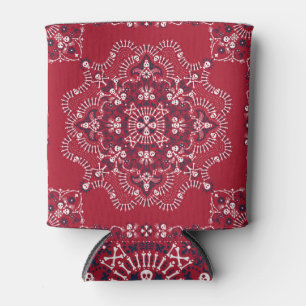 Paisley, skulls, bandana, square design. can cooler