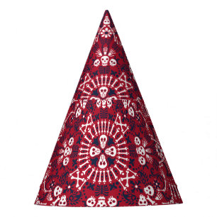 Paisley, skulls, bandana, square design. party hat