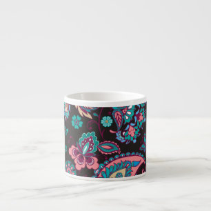 Paisley Stripe: Black Decorative Seamless Espresso Cup