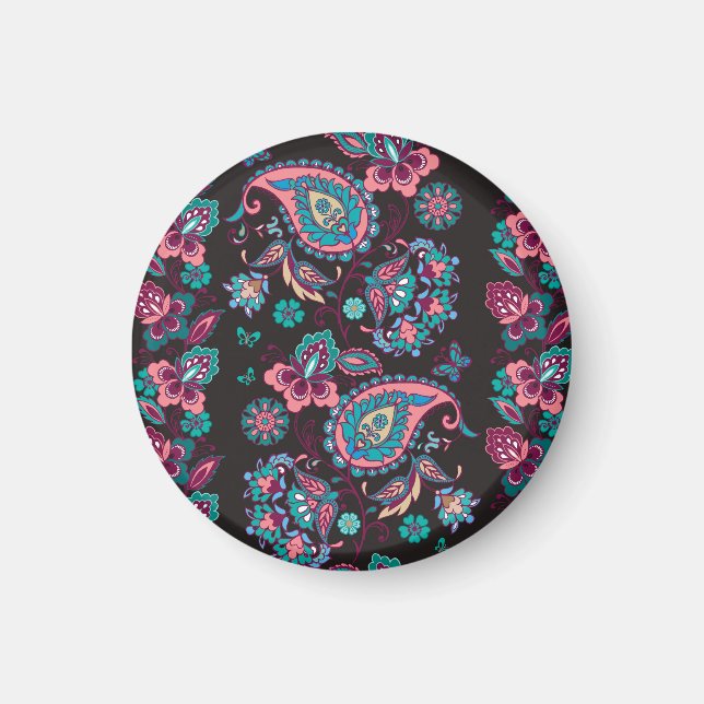 Paisley Stripe: Black Decorative Seamless Magnet (Front)