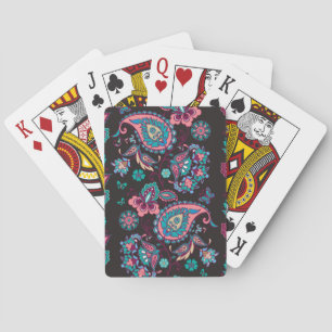 Paisley Stripe: Black Decorative Seamless Playing Cards
