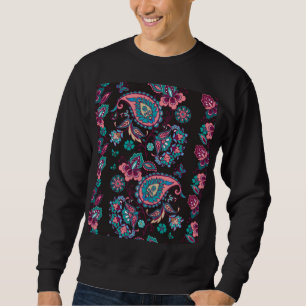 Paisley Stripe: Black Decorative Seamless Sweatshirt