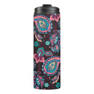 Paisley Stripe: Black Decorative Seamless Thermal Tumbler