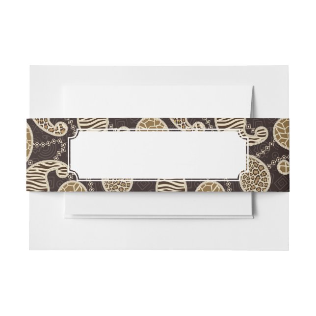 Paisley style background invitation belly band (Front Example)