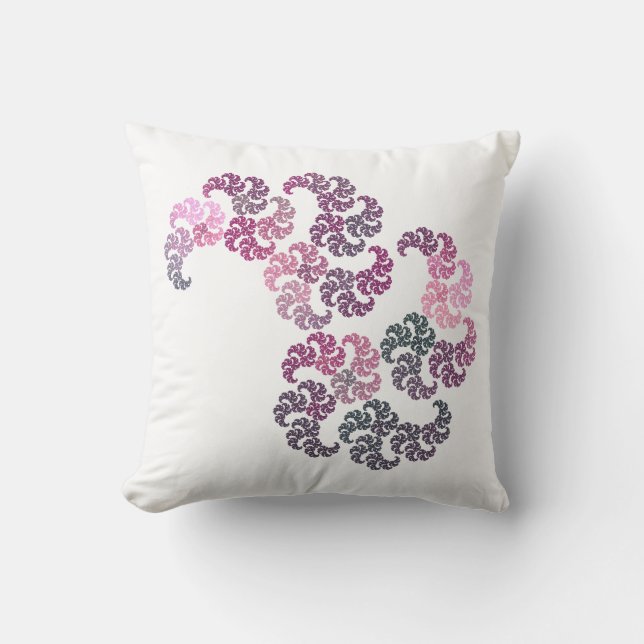 Paisley Swirl Fractal Design in Pink, Grey & White Throw Pillow (Front)