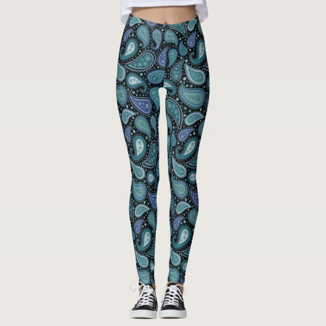 Paisley Swirls Pattern Leggings (Front)