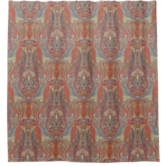 Paisley Terracotta Modern Vintage Kashmir Pattern (Front)