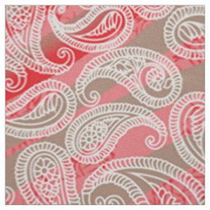 Paisley Textile Red Pink Green Fabric Print