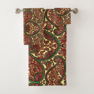 Paisley victorien motif élégant rouge vert or
