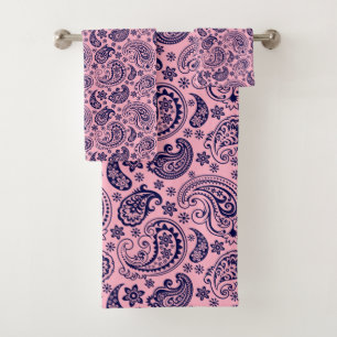 Paisley vintage bleu sur arrière - plan rose