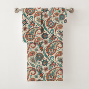 Paisley vintage en crème Turquoise rouge