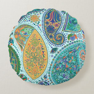 Paisley vintage floral motif ethnic seamless backg round pillow