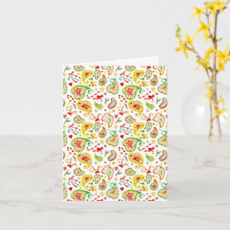 Paisley watercolor Christmas colourful custom Card