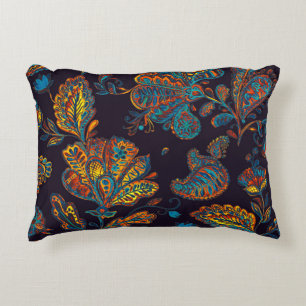 Paisley watercolor: floral pattern tile accent pillow