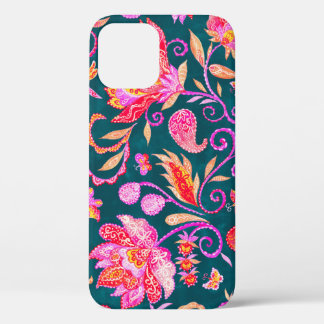 Paisley Watercolor Floral Pattern Tile iPhone 12 Case