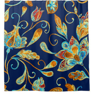 Paisley watercolor floral pattern tile: flowers, f