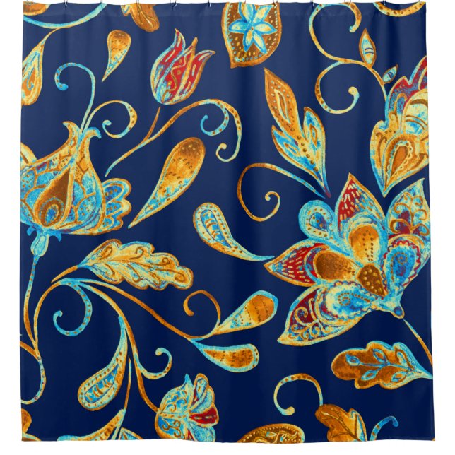 Paisley watercolor floral pattern tile: flowers, f (Front)