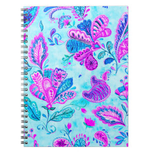 Paisley watercolor floral pattern tile: flowers, f notebook