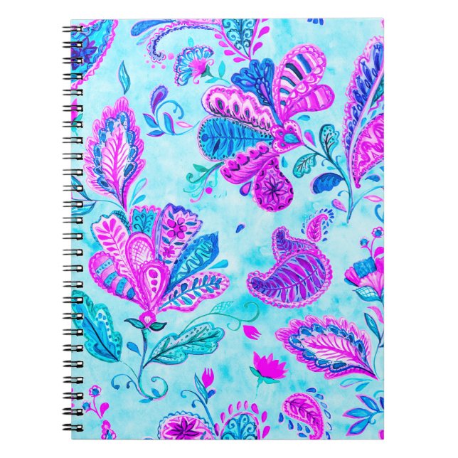 Paisley watercolor floral pattern tile: flowers, f notebook (Front)
