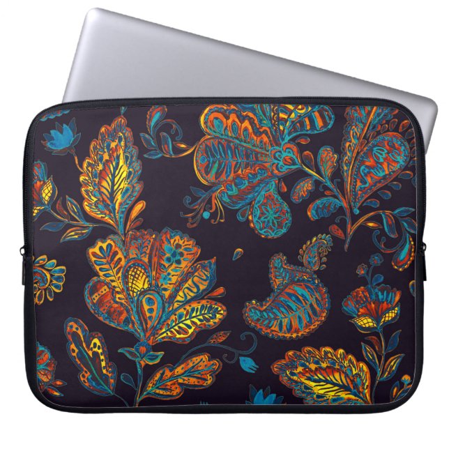 Paisley watercolor: floral pattern tile laptop sleeve (Front)
