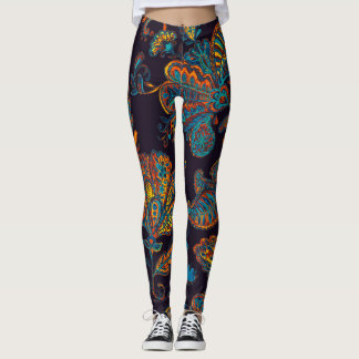 Paisley watercolor: floral pattern tile leggings