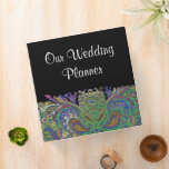 Paisley Wedding Planner Binder<br><div class="desc">Apple Green and Black Damask  Mehndi Indian Paisley Peacock Wedding Theme</div>