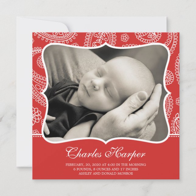 Paisley Western Birth Announcements (Front)