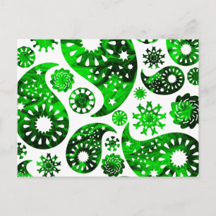 Paisley with Green Swirl Pattern. Postcard