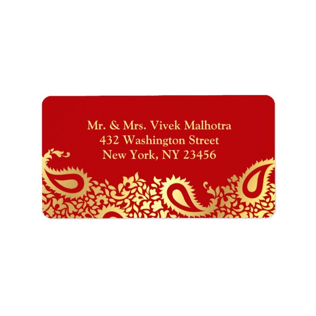 Paisleys Elegant Indian Shipping Address Label (Front)