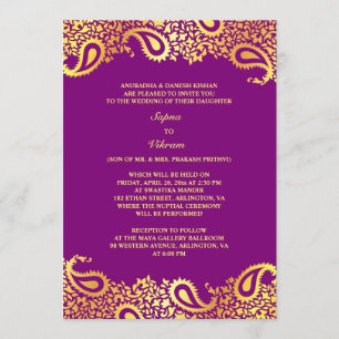 Paisleys Elegant Indian Wedding Flat Invitation
