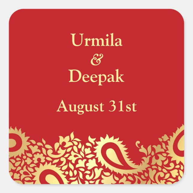 Paisleys Elegant Indian Wedding Sticker (Front)