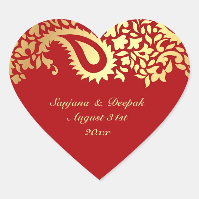 Paisleys Elegant Indian Wedding Sticker (Front)