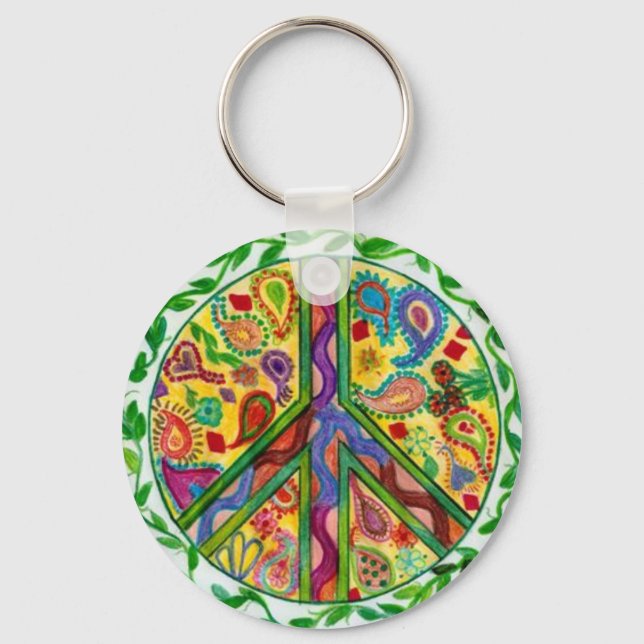 Paisleys for Peace Keychain (Front)