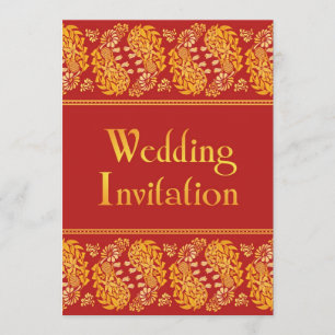 Paisleys Indian Wedding Flat Invitation