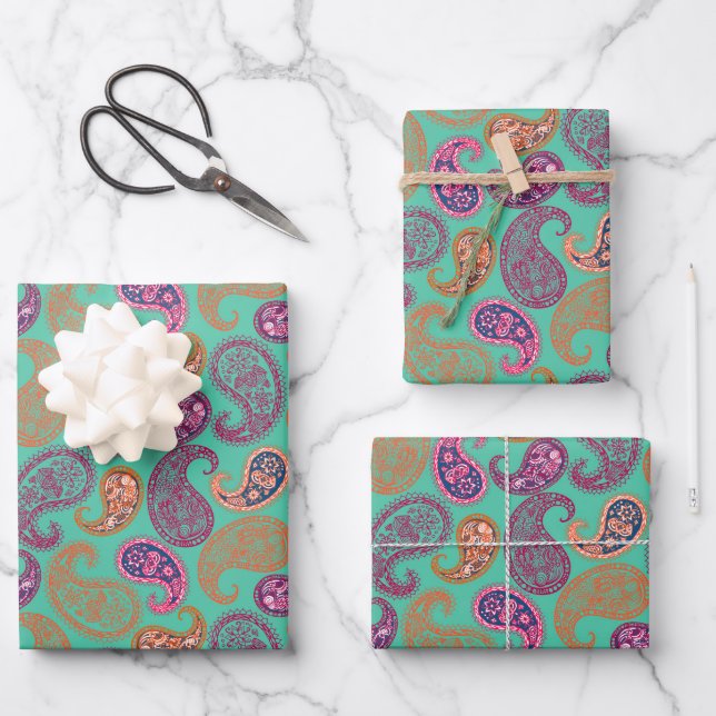 Paisleys Pattern Wrapping Paper Sheet (Front)