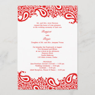 Paisleys Wedding with Programs Flat Invitation