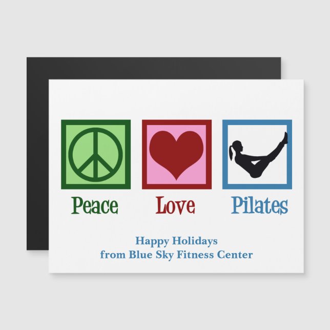 Paix Aimer Pilates Carte magnétique de Noël person (Devant / Derrière)