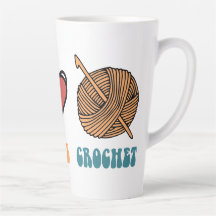 Paix, Amour, Crochet Latte Mug