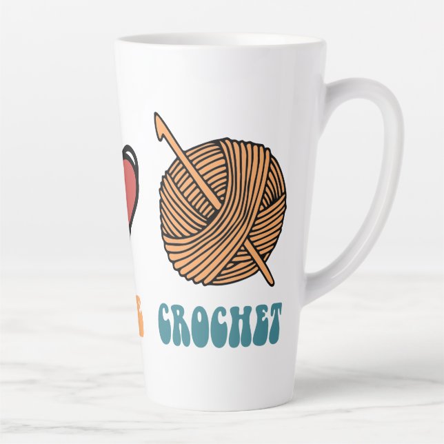 Paix, Amour, Crochet Latte Mug (Droite)