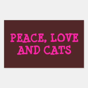 PAIX, AMOUR ET CHATS, STICKER RECTANGULAIRE
