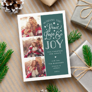 Paix, amour et joie   Carte photo de Noël