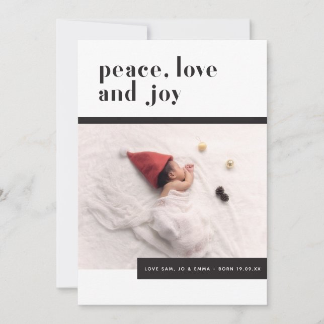 Paix, Amour, Joie Baby First Christmas Carte de va (Devant)