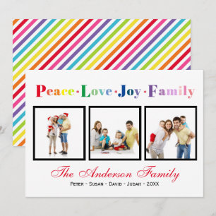 Paix Amour Joie Famille Arc-en-ciel - Carte de Noë