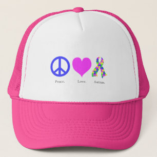 Paix. Amour. L'autisme. casquette (couleur pastel)