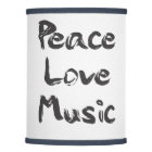 Paix, Amour, Musique en Noir Écriture Lampe de tab